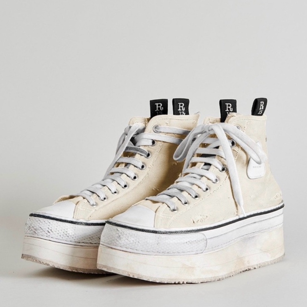 R13 COURTNEY PLATFORM HIGH TOP SNEAKER - ECRU Size US 12 EU 42